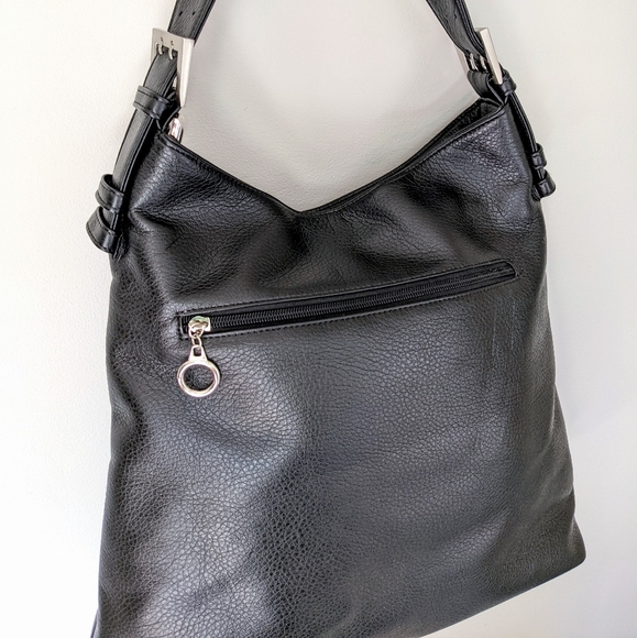 Large Black Faux Leather Bag With Lots Of Pockets - Picture 6 of 9